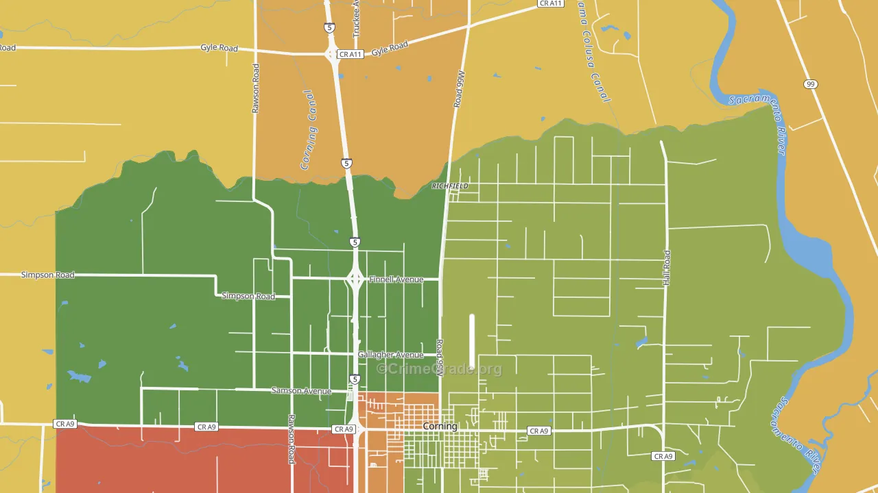 Richfield, CA Map of Assault Rates