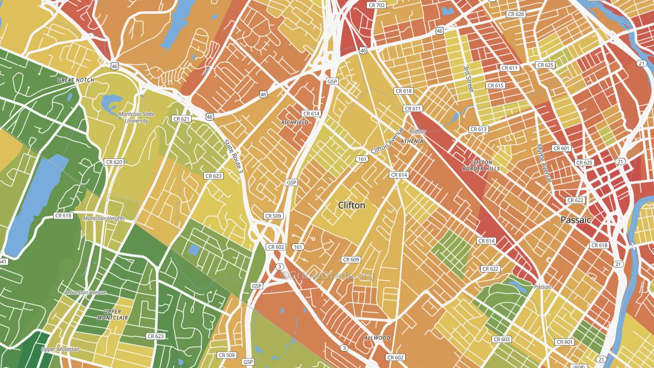 Richfield, Clifton, NJ Map of Assault Rates