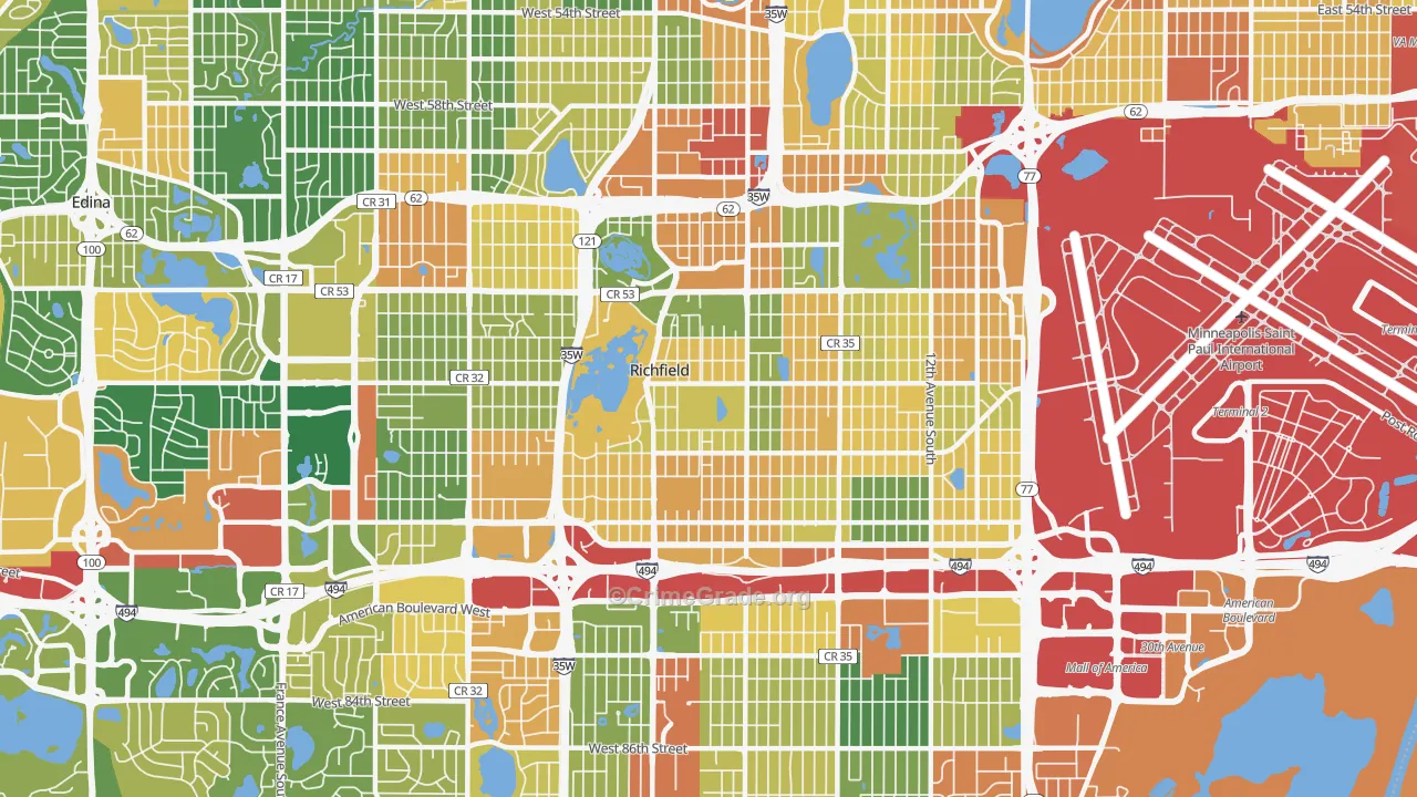 Richfield, MN Map of Assault Rates