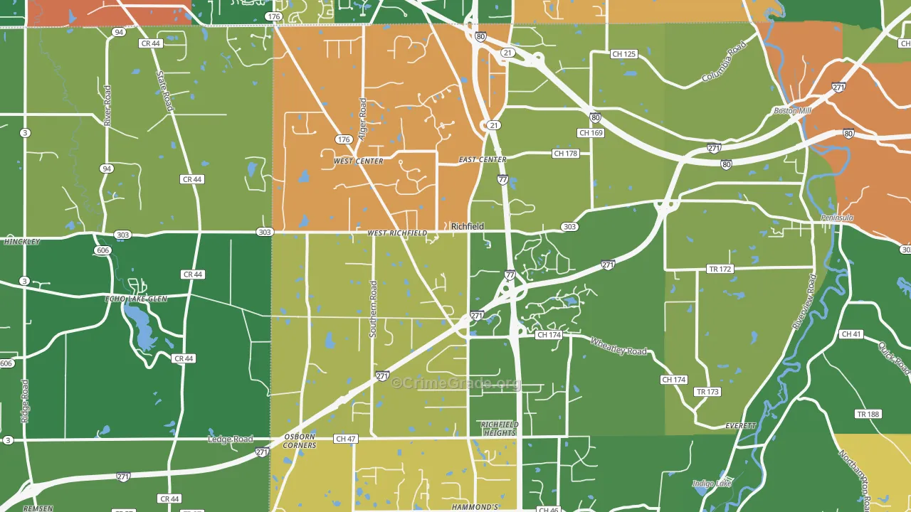 Richfield, OH Map of Assault Rates