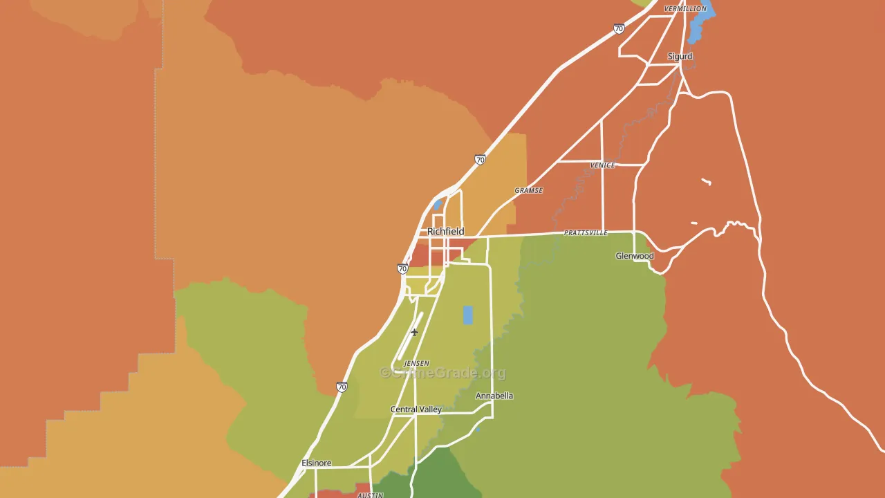 Richfield, UT Map of Assault Rates