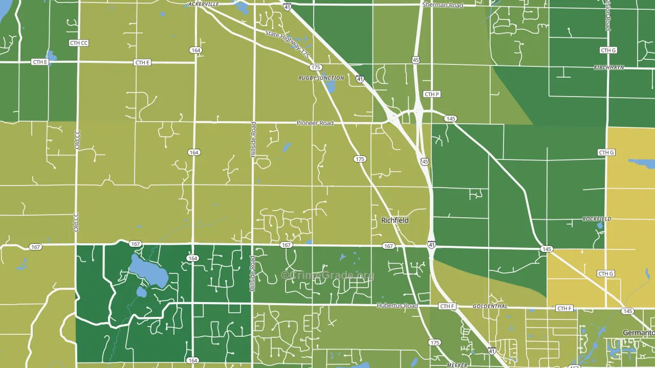Richfield, WI Map of Assault Rates