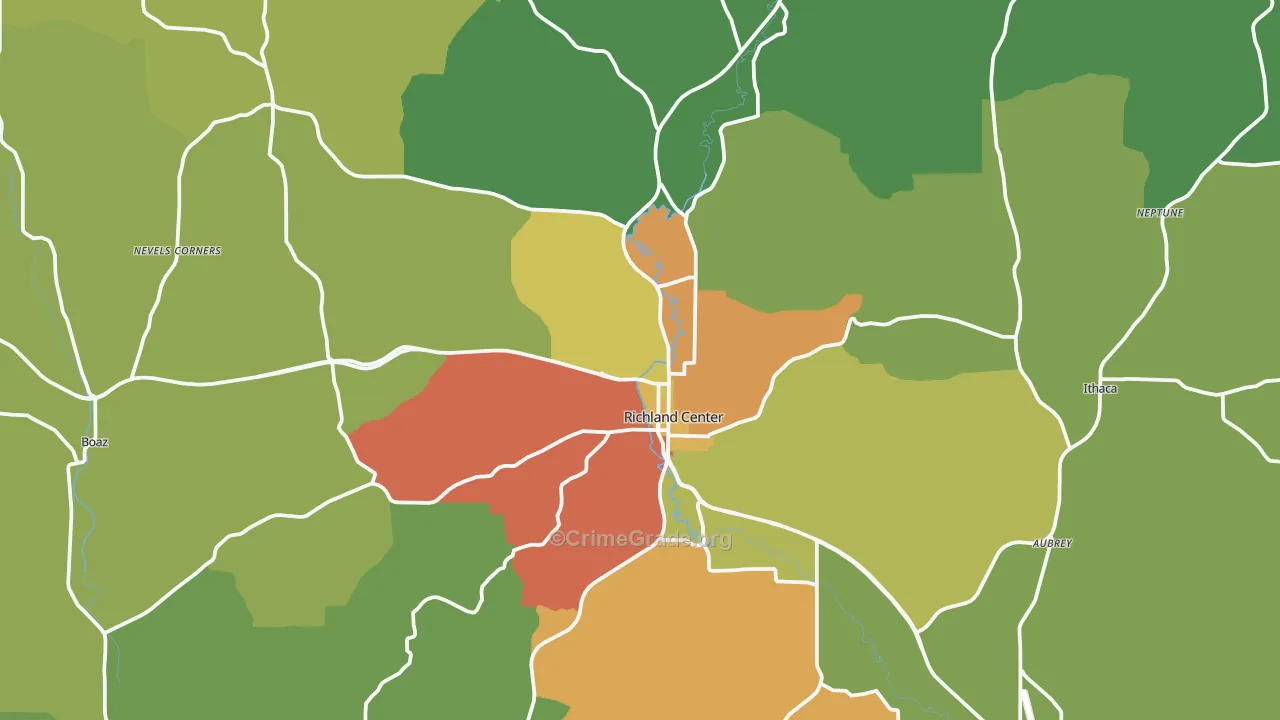 Richland Center, WI Map of Assault Rates