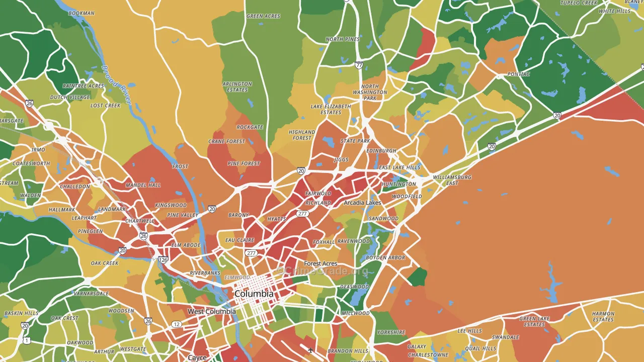 Richland County, SC Map of Assault Rates
