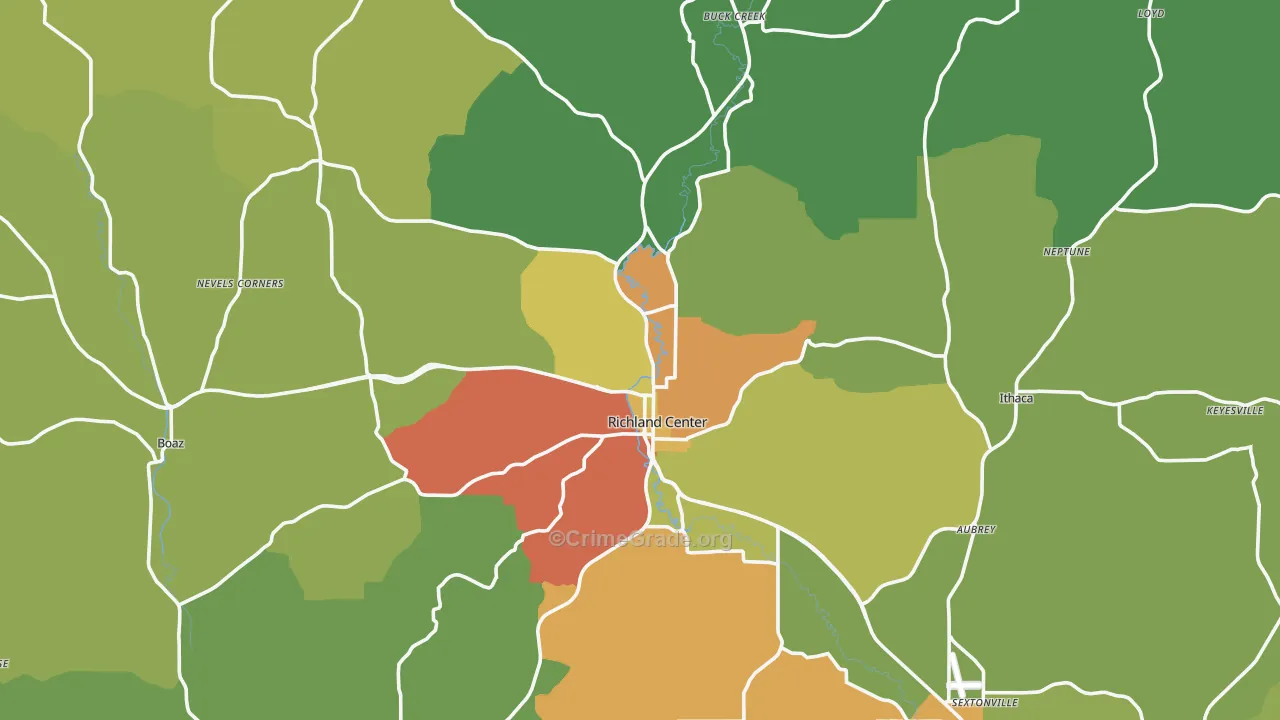 Richland County, WI Map of Assault Rates