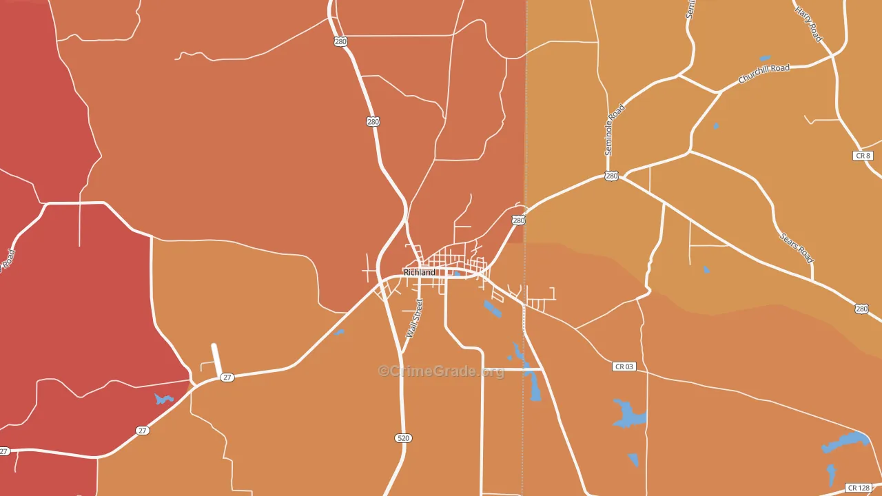 Richland, GA Map of Assault Rates