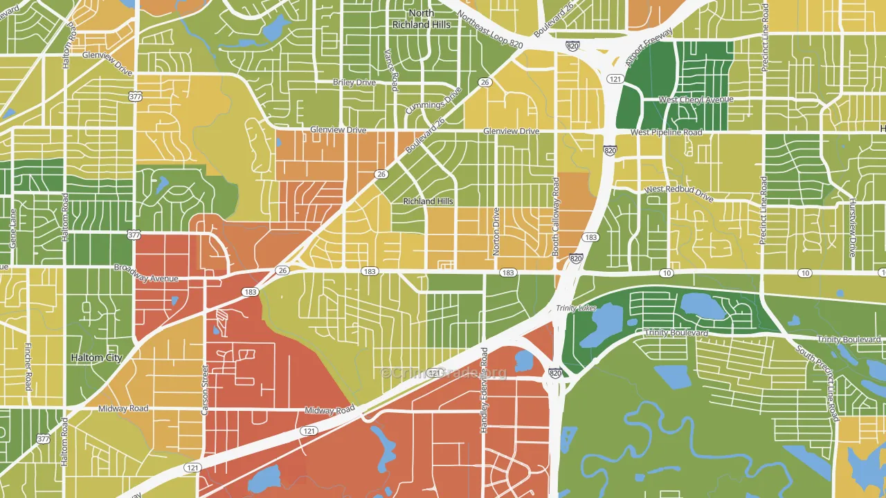 Richland Hills, TX Map of Assault Rates