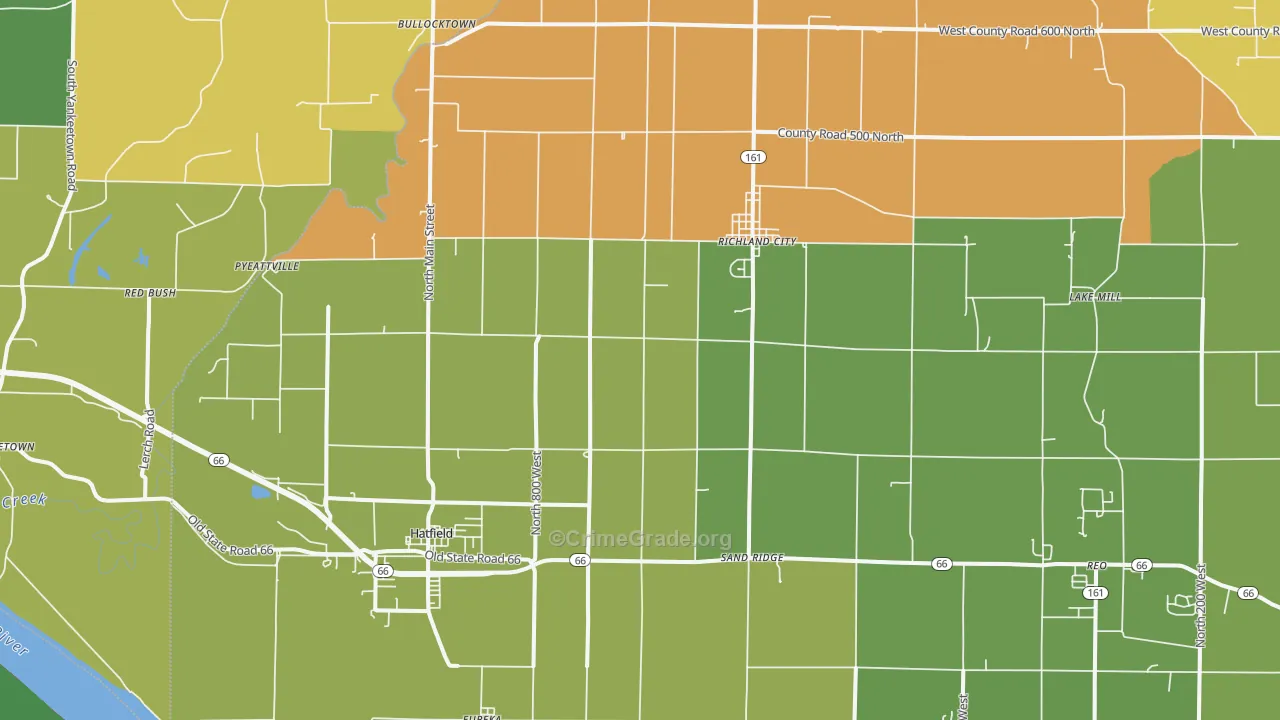 Richland, IN Map of Assault Rates