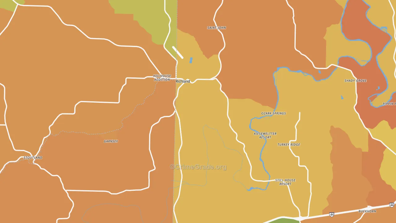 Richland, MO Map of Assault Rates