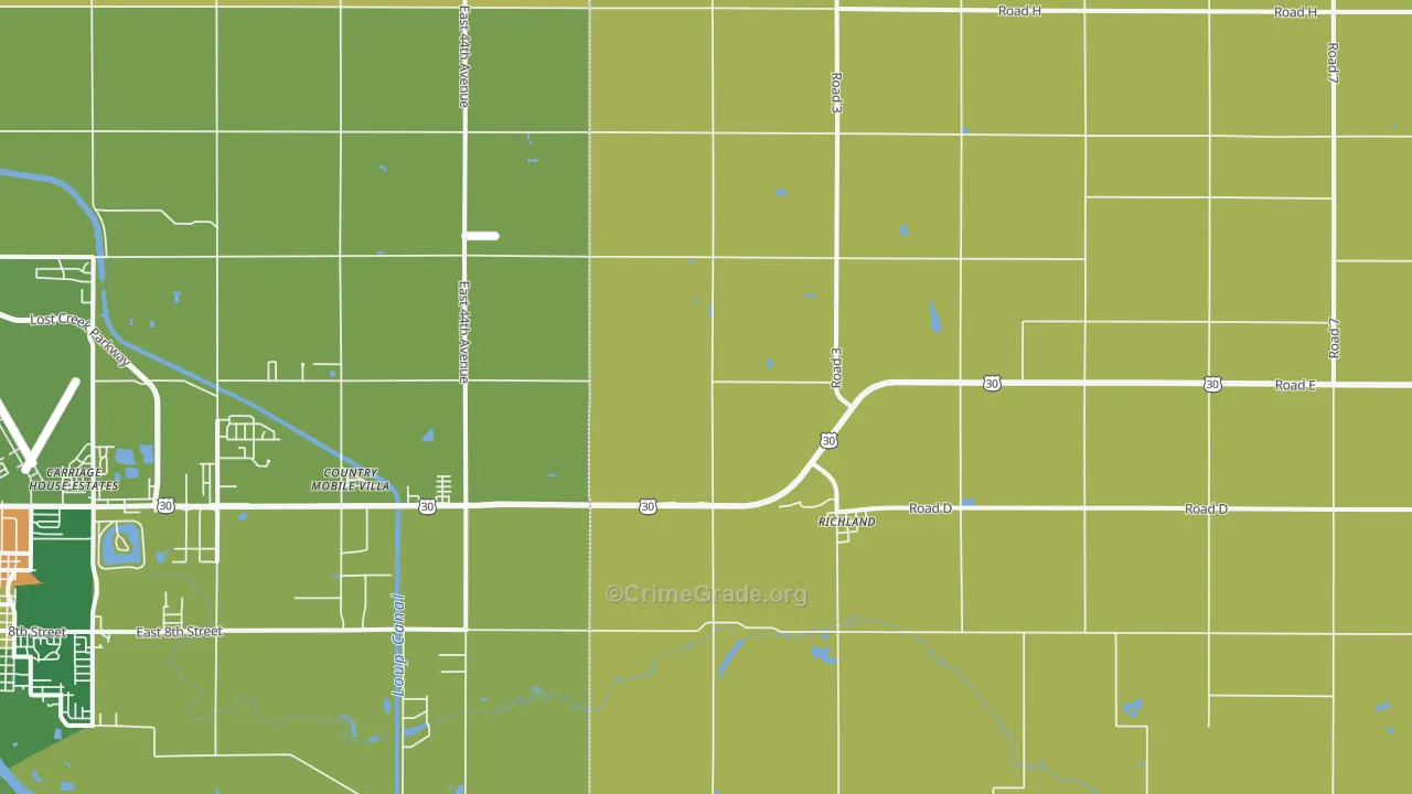 Richland, NE Map of Assault Rates