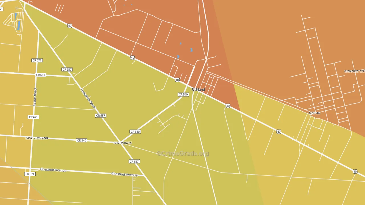 Richland, NJ Map of Assault Rates