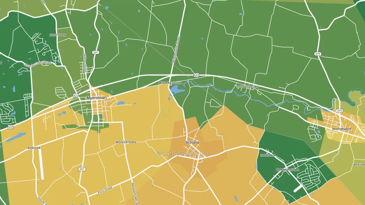 Richland, PA Map of Assault Rates