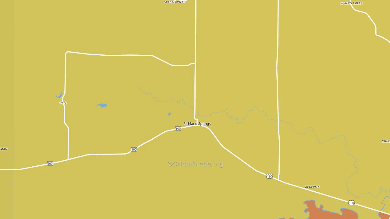Richland Springs, TX Map of Assault Rates