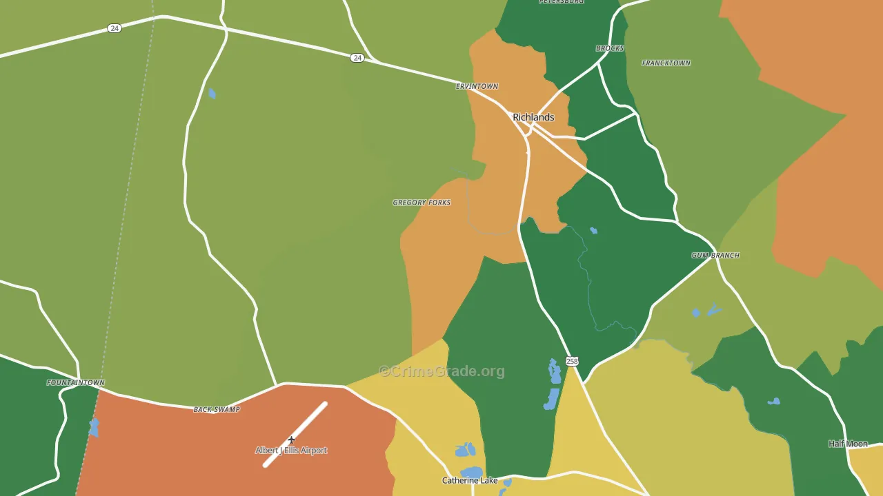 Richlands, NC Map of Assault Rates