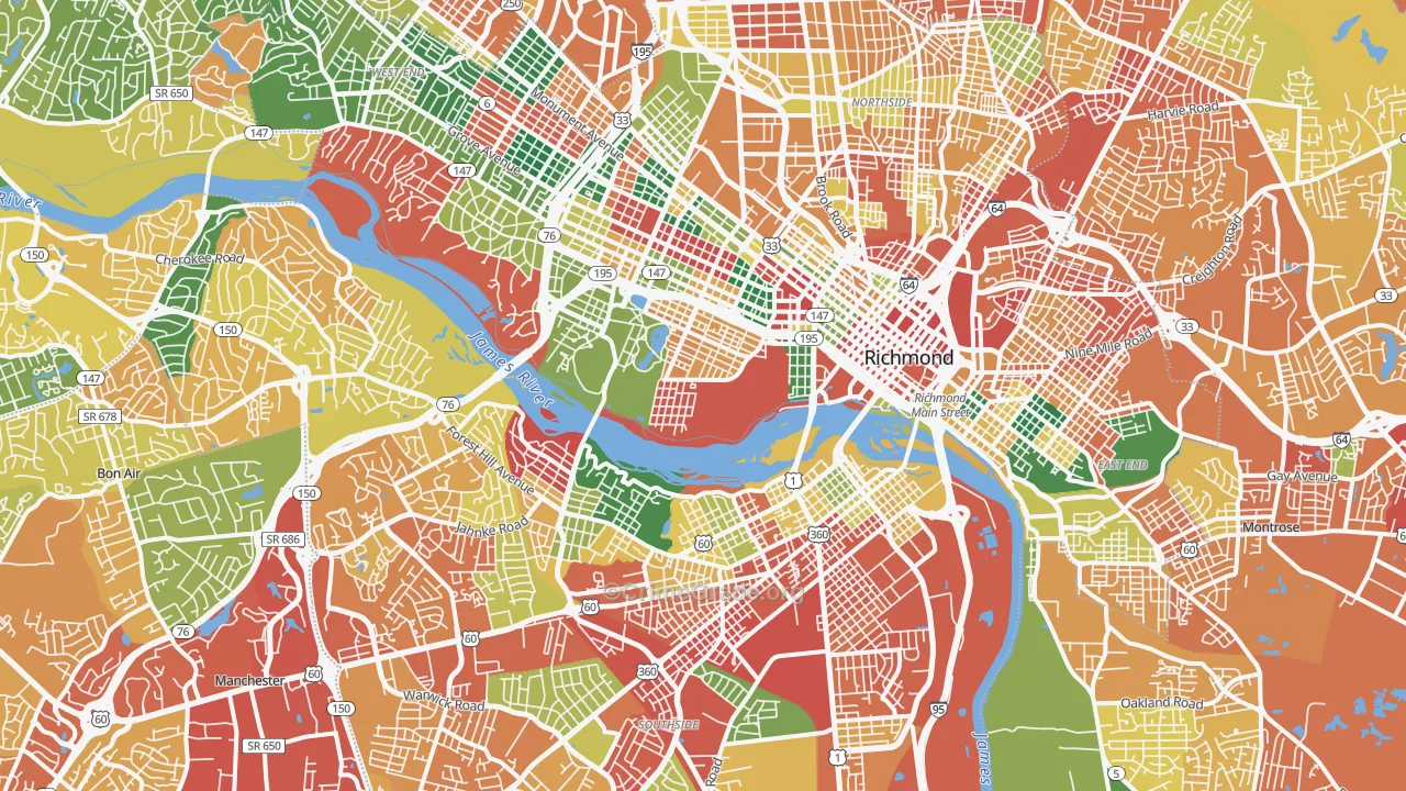 Richmond City, VA Map of Assault Rates