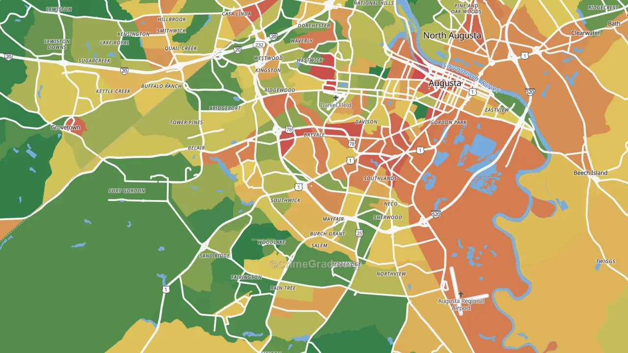 Richmond County, GA Map of Assault Rates