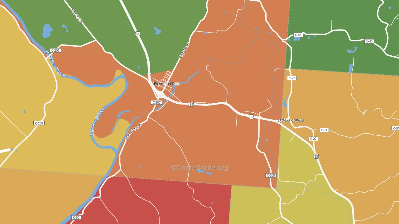 Richmond Dale, OH Map of Assault Rates