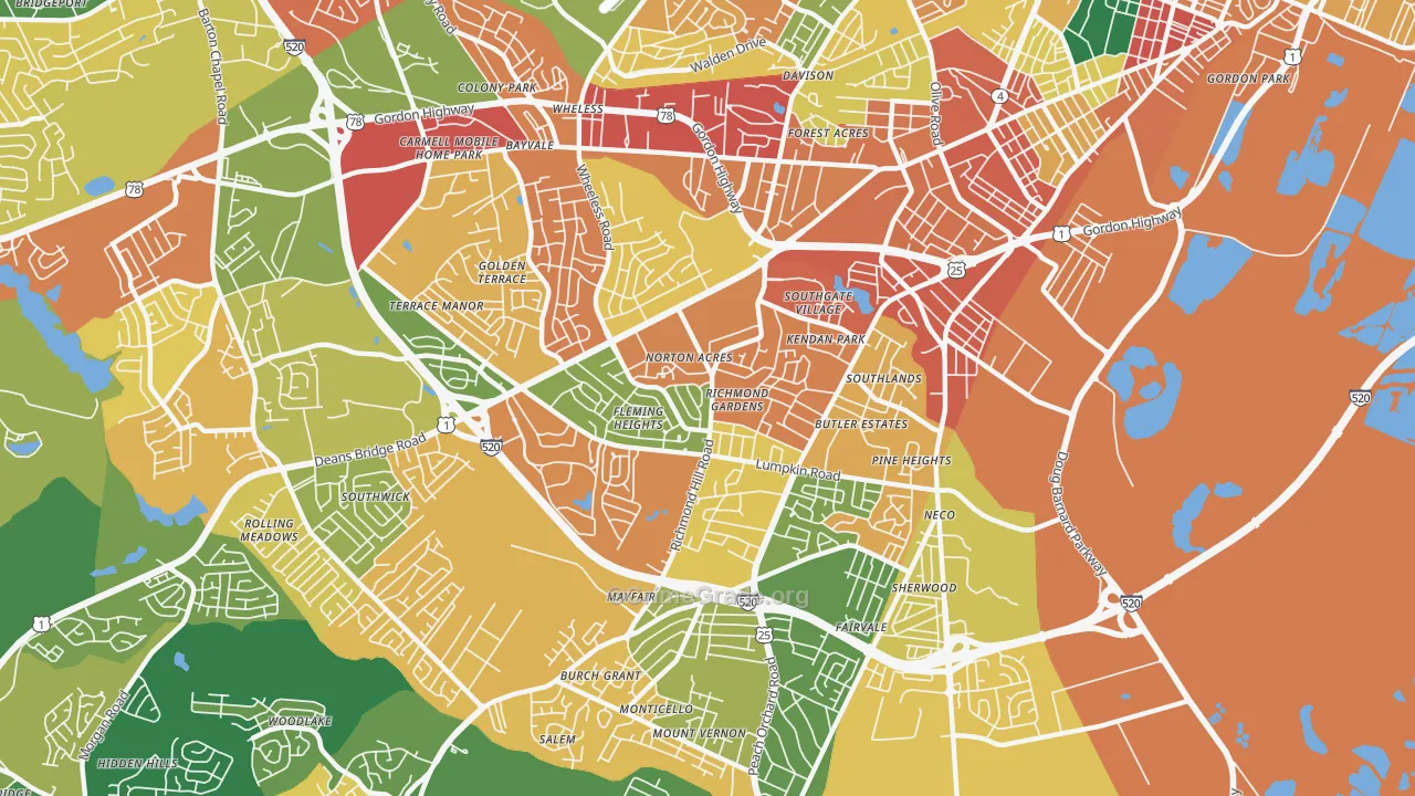 Richmond Hill, Augusta, GA Map of Assault Rates