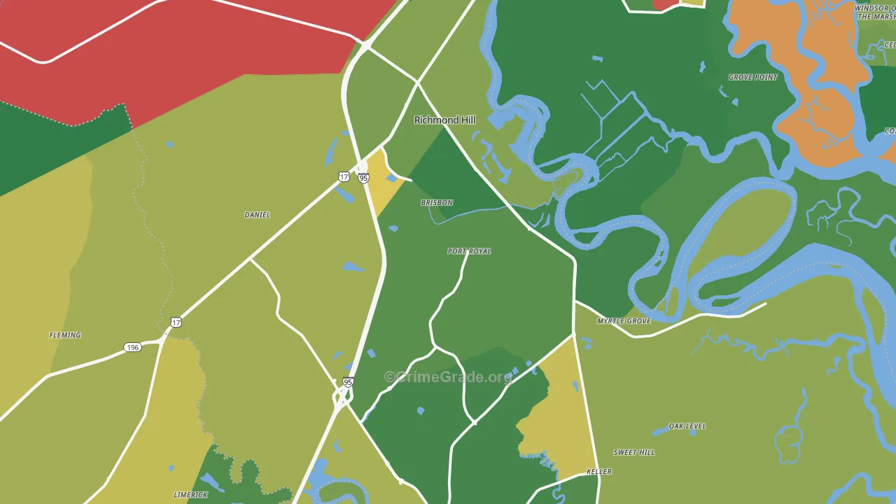 Richmond Hill, GA Map of Assault Rates