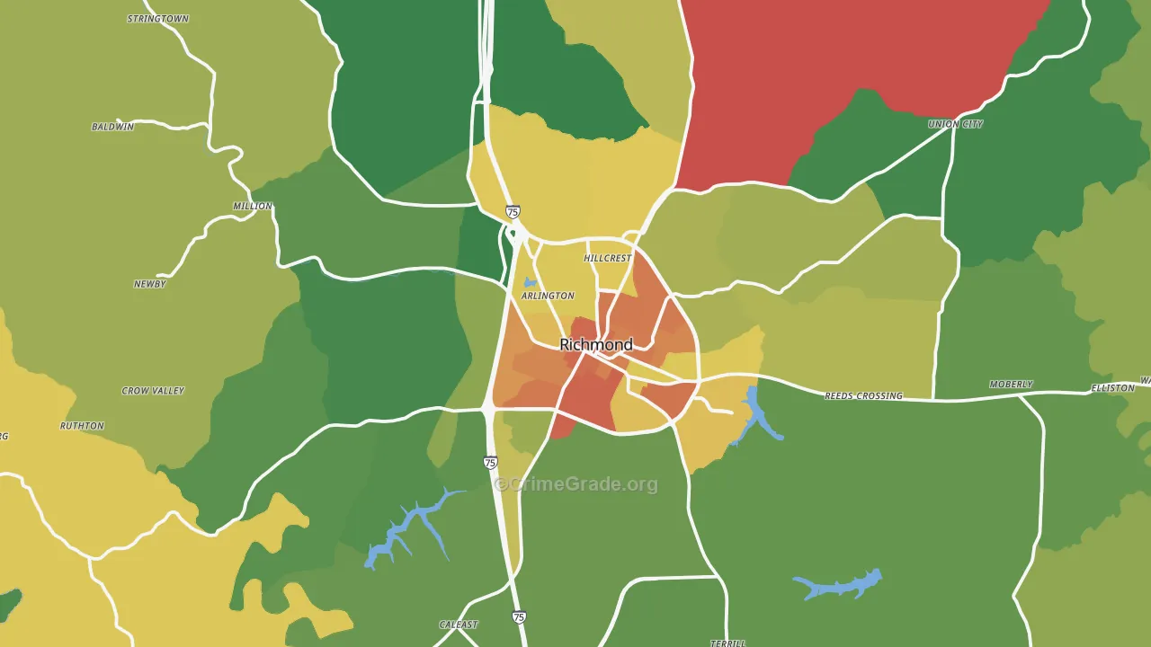 Richmond, KY Map of Assault Rates