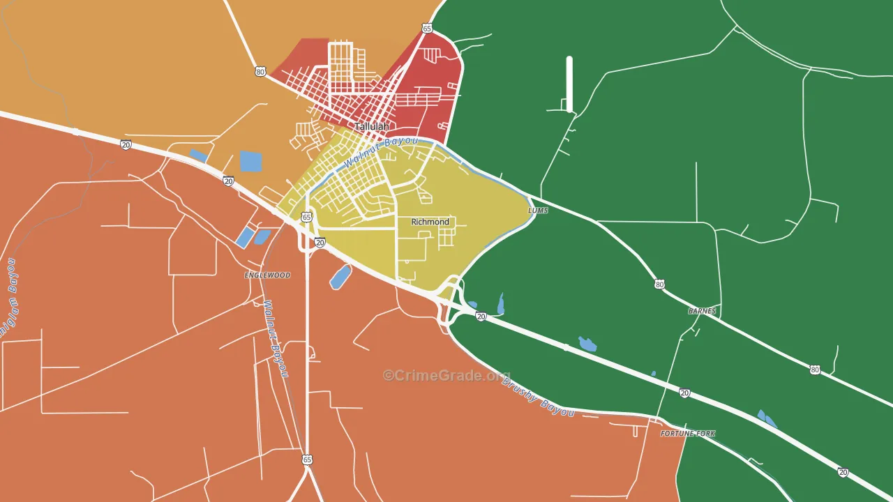 Richmond, LA Map of Assault Rates