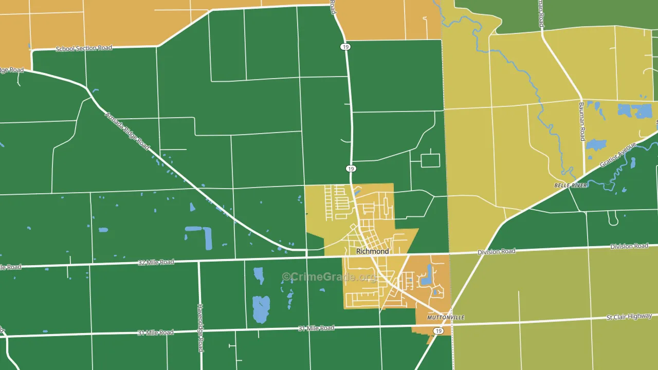 Richmond, MI Map of Assault Rates