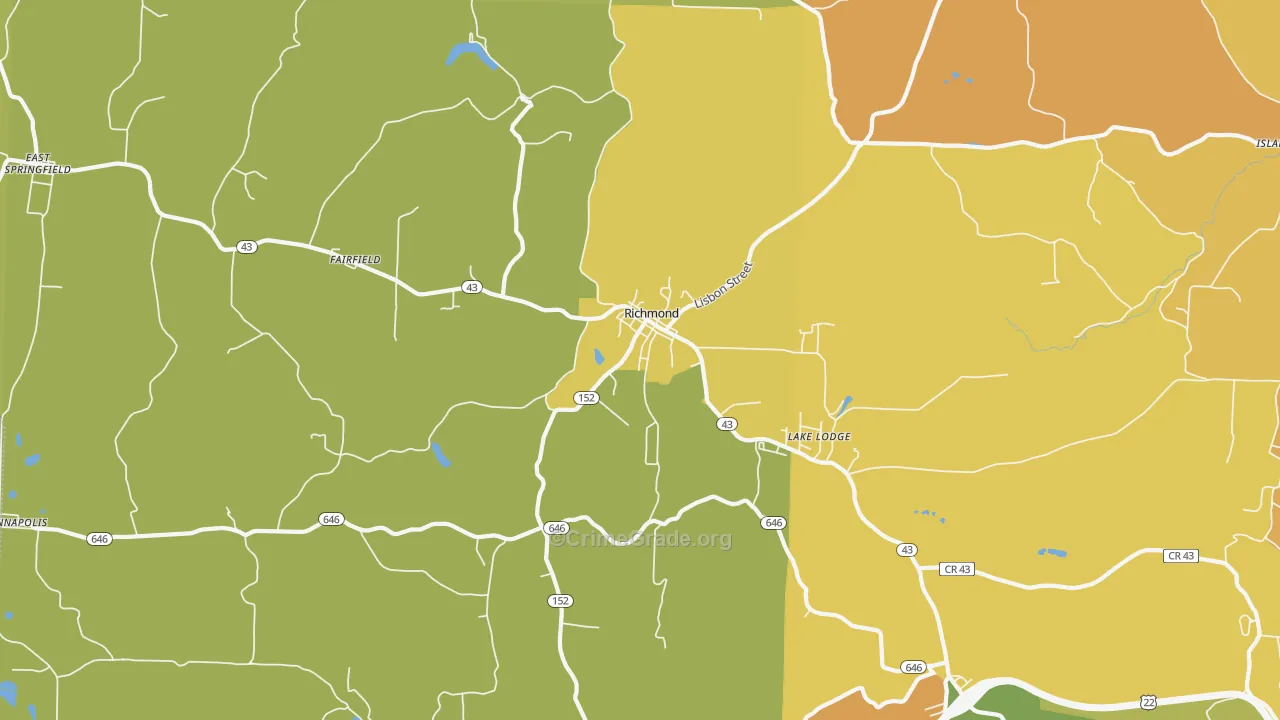 Richmond, OH Map of Assault Rates