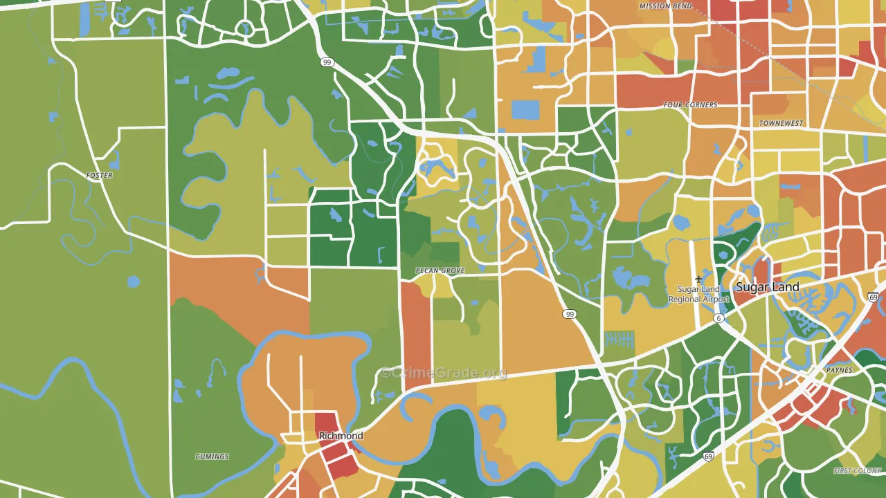 Richmond, TX Map of Assault Rates