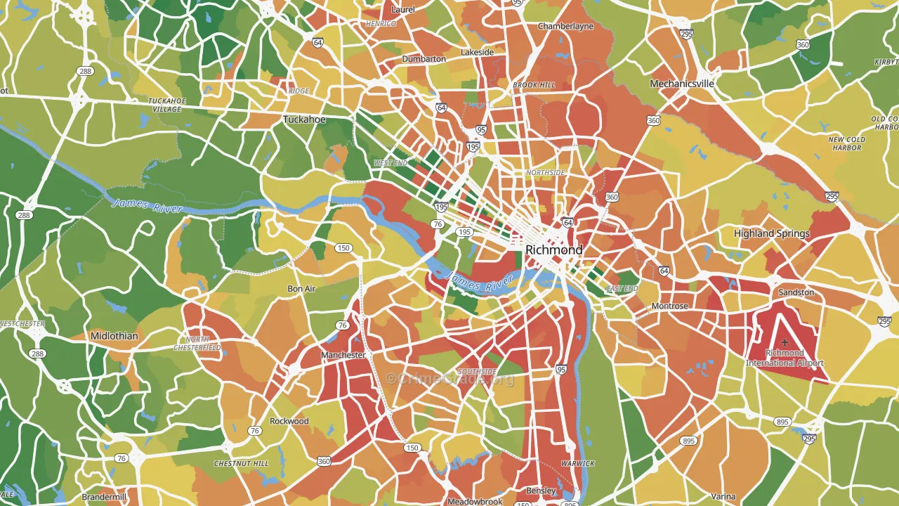 Richmond, VA Map of Assault Rates