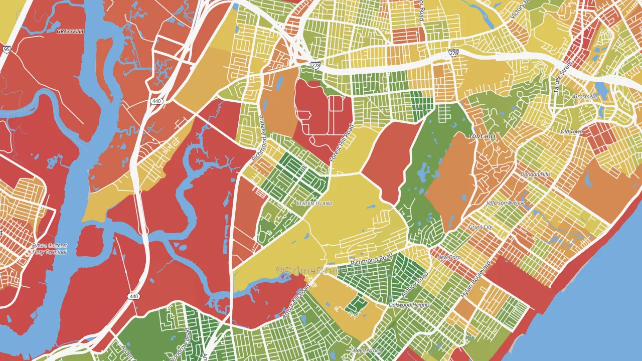 Richmondtown, Staten Island, NY Map of Assault Rates