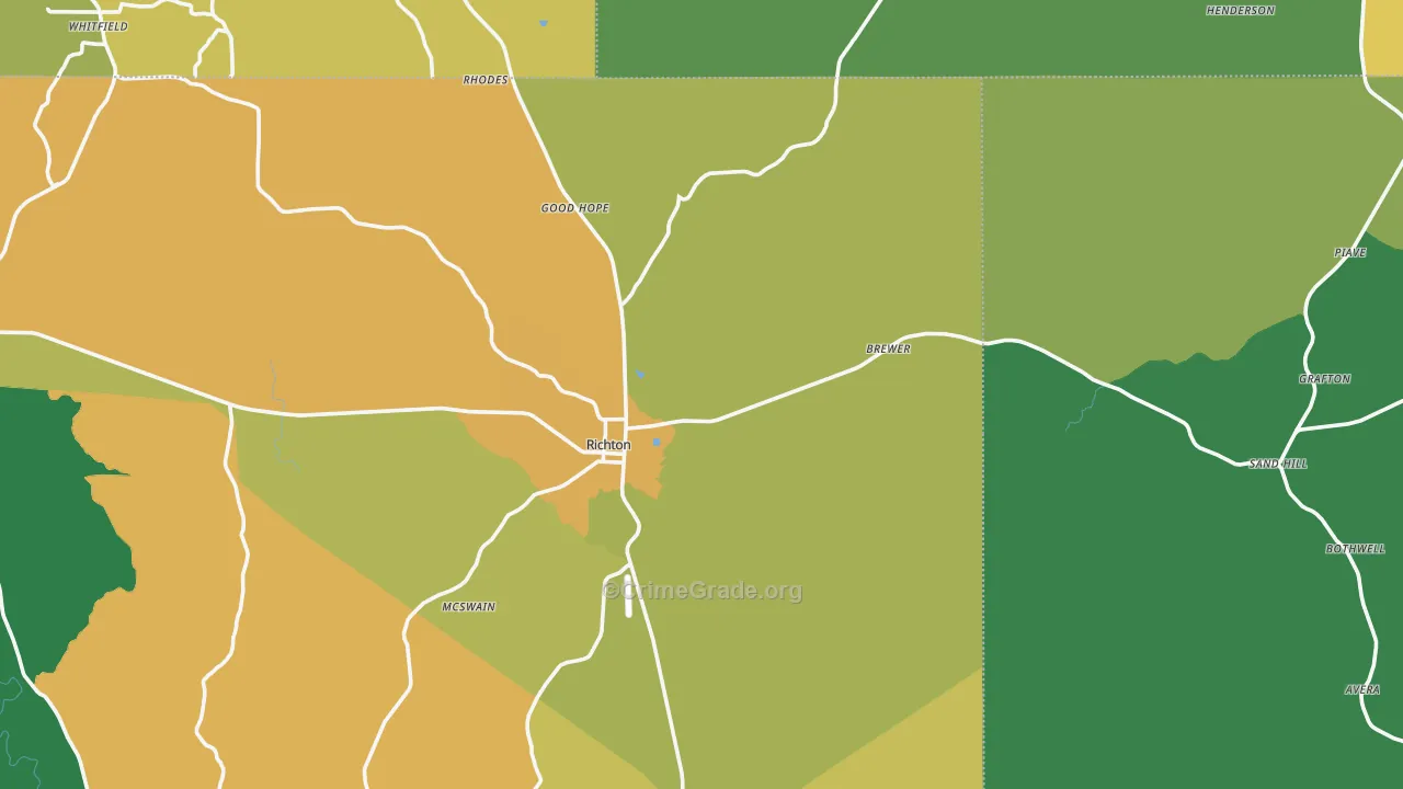 Richton, MS Map of Assault Rates