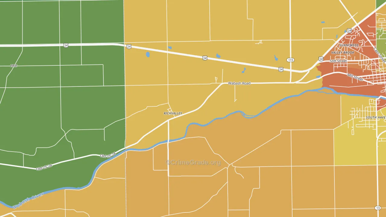 Richvalley, IN Map of Assault Rates