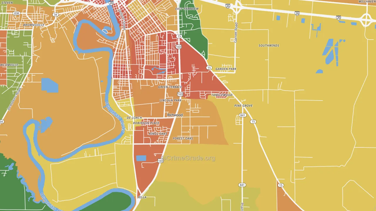Richwood, LA Map of Assault Rates