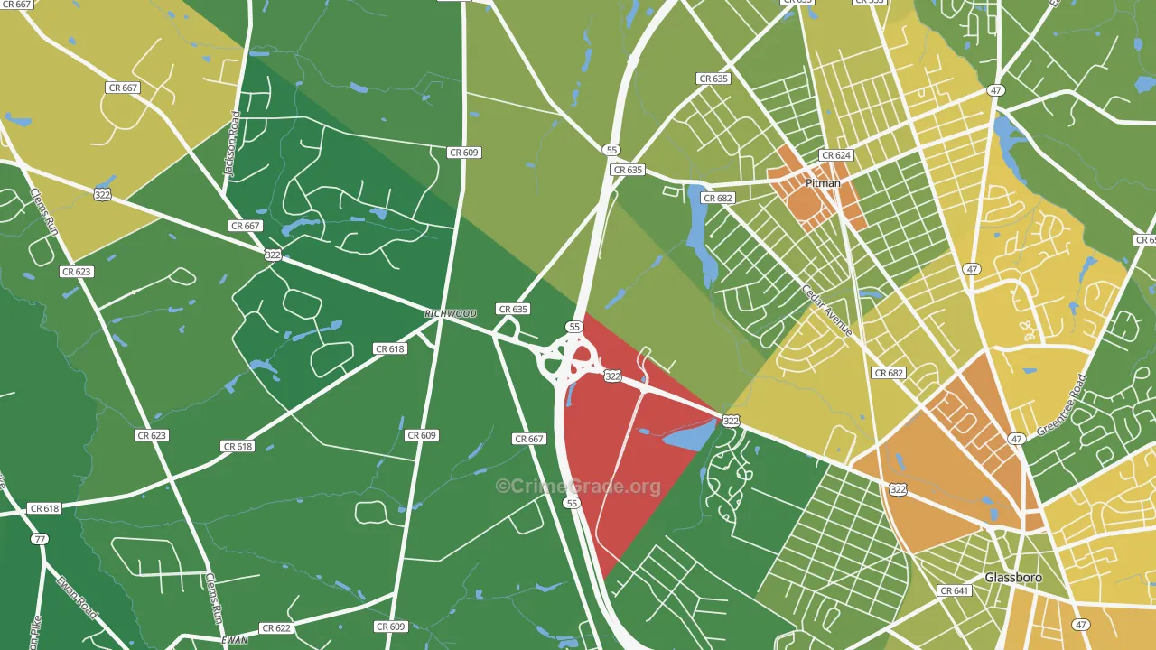 Richwood, NJ Map of Assault Rates