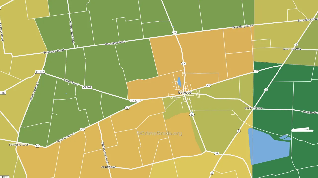 Richwood, OH Map of Assault Rates