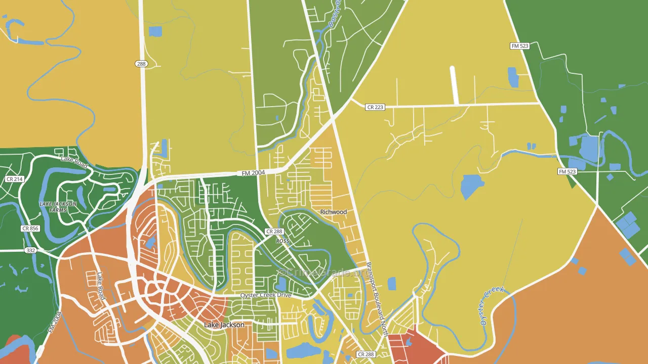 Richwood, TX Map of Assault Rates