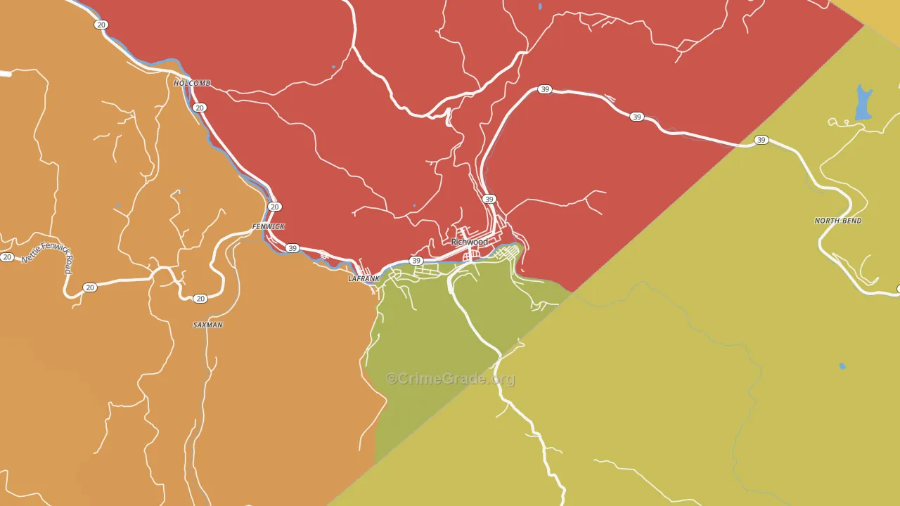Richwood, WV Map of Assault Rates
