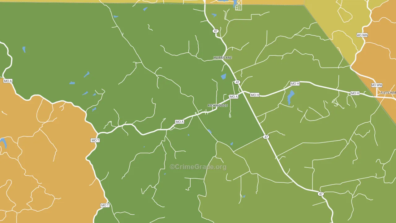 Richwoods, MO Map of Assault Rates