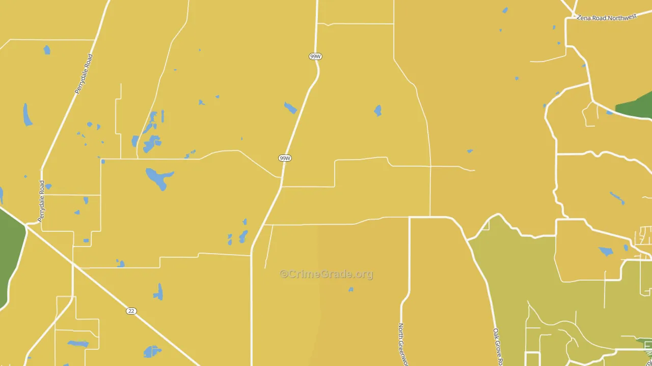 Rickreall, OR Map of Assault Rates