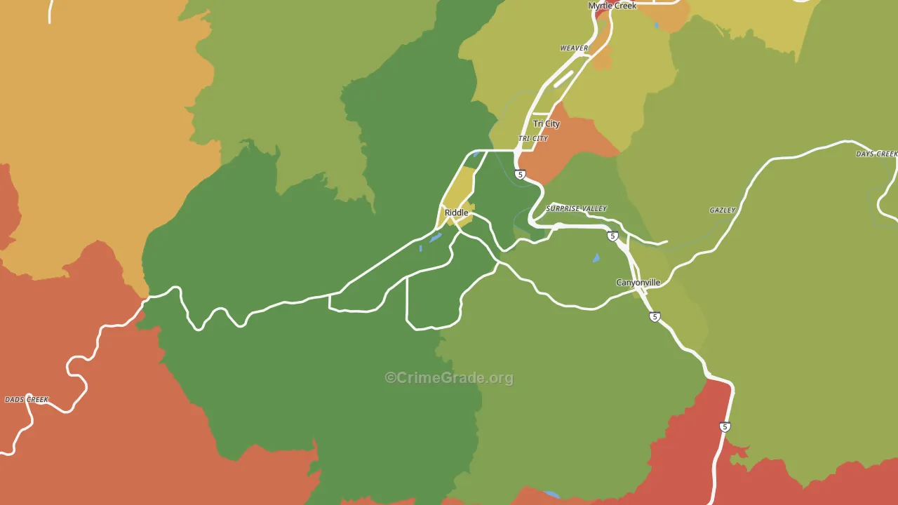 Riddle, OR Map of Assault Rates