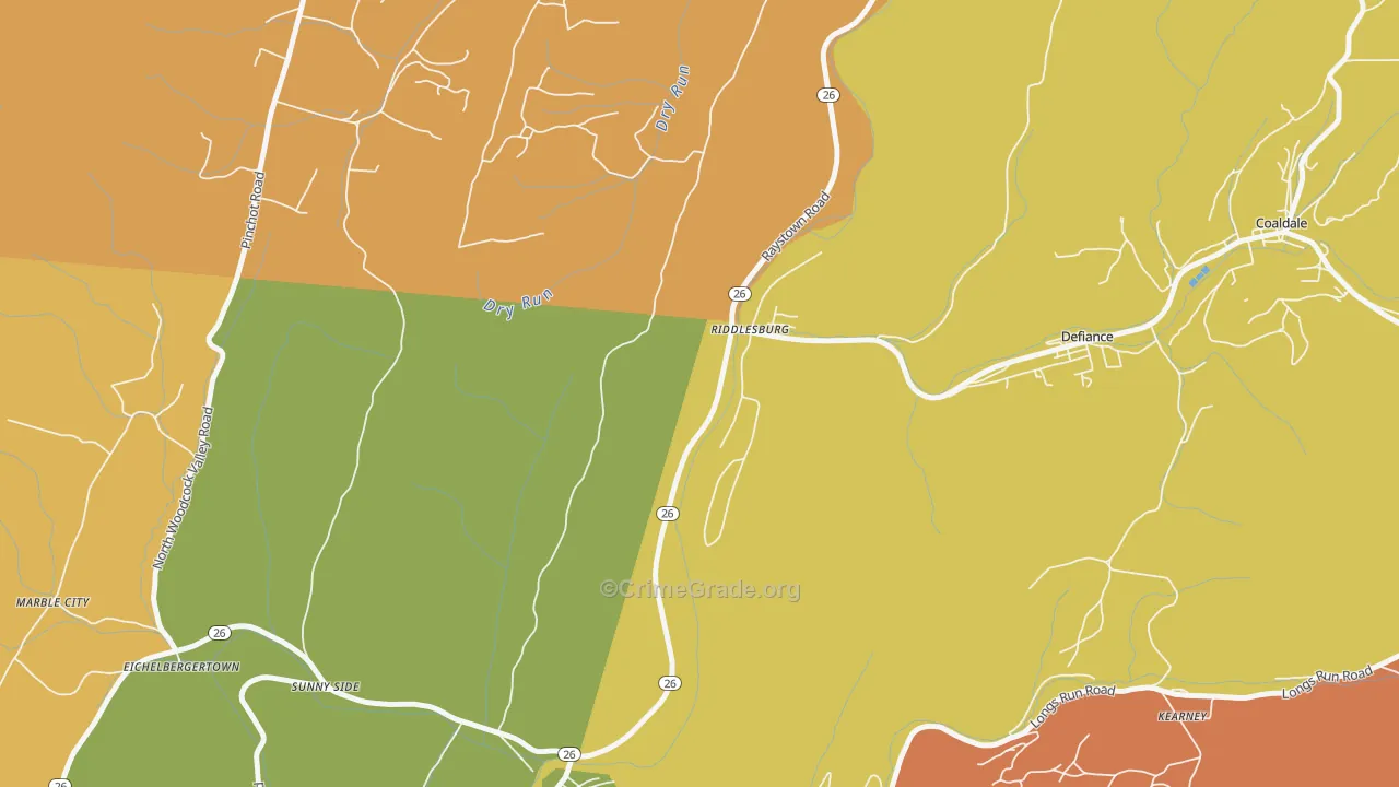 Riddlesburg, PA Map of Assault Rates