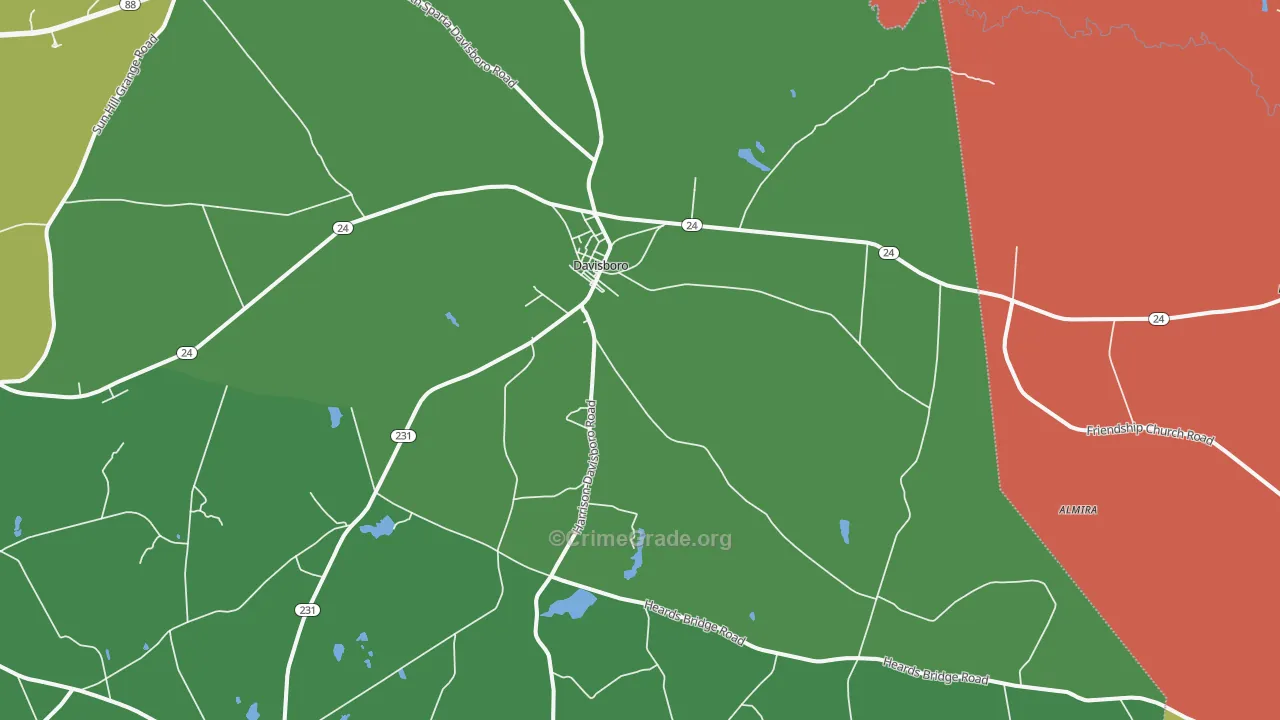 Riddleville, GA Map of Assault Rates