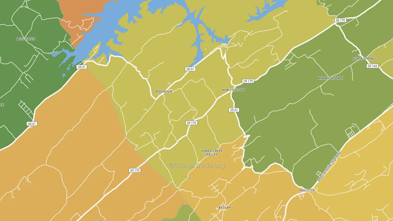 Ridenour, TN Map of Assault Rates
