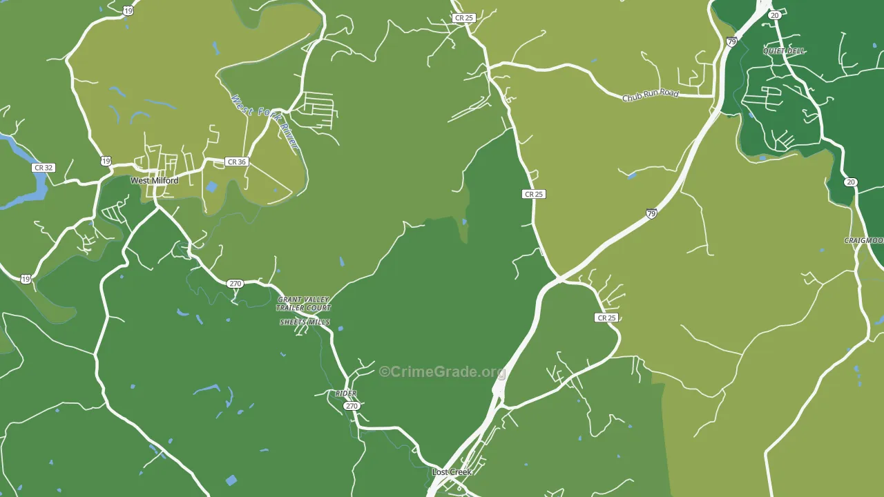 Rider, WV Map of Assault Rates