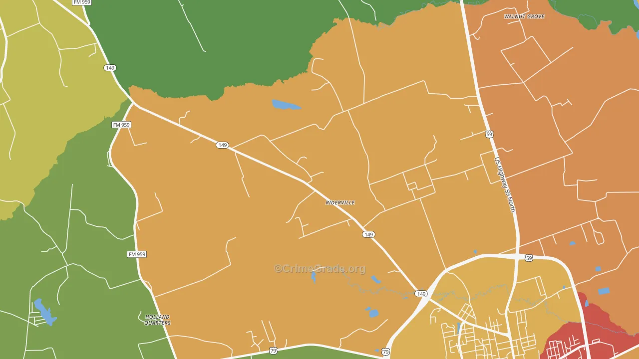 Riderville, TX Map of Assault Rates