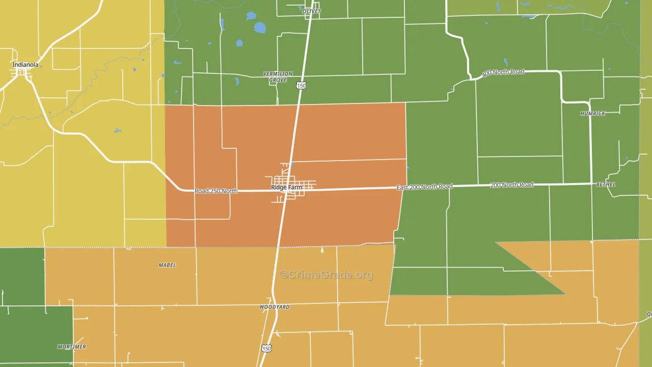 Ridge Farm, IL Map of Assault Rates
