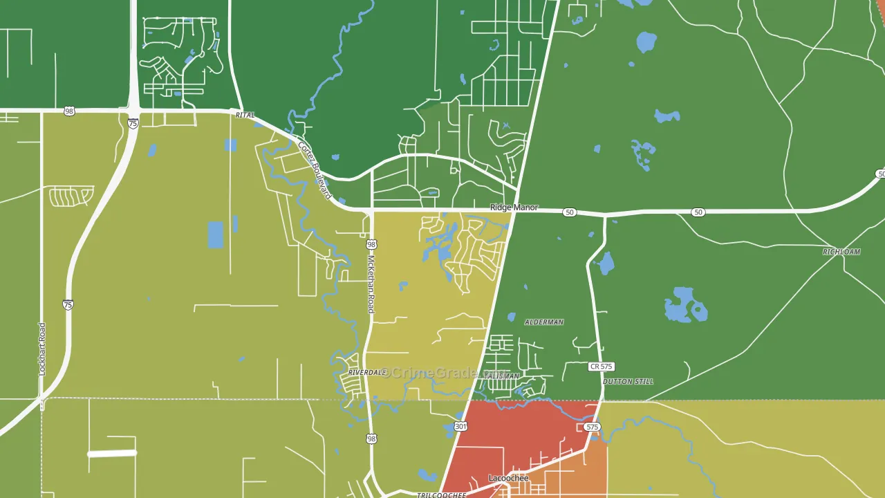 Ridge Manor, FL Map of Assault Rates