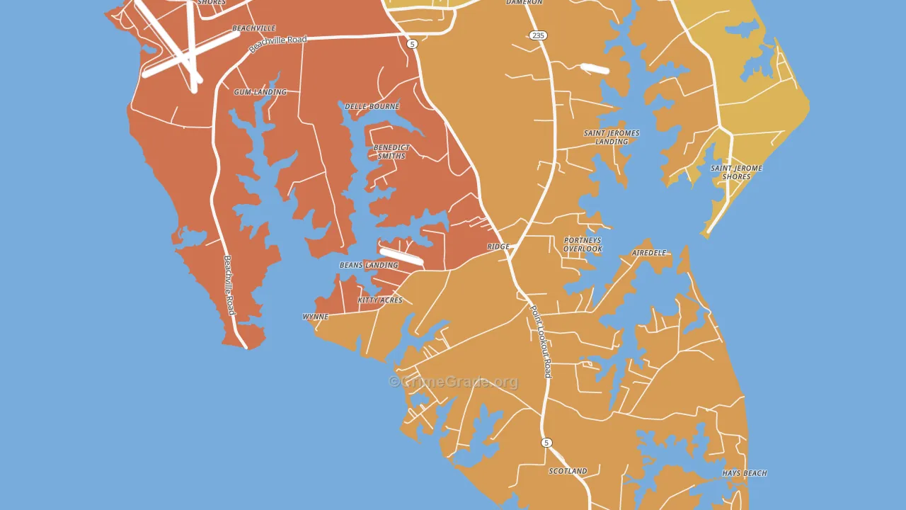 Ridge, MD Map of Assault Rates