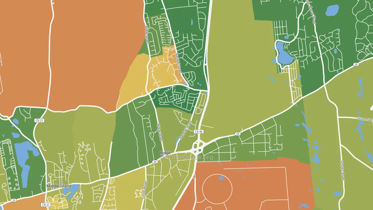 Ridge, NY Map of Assault Rates