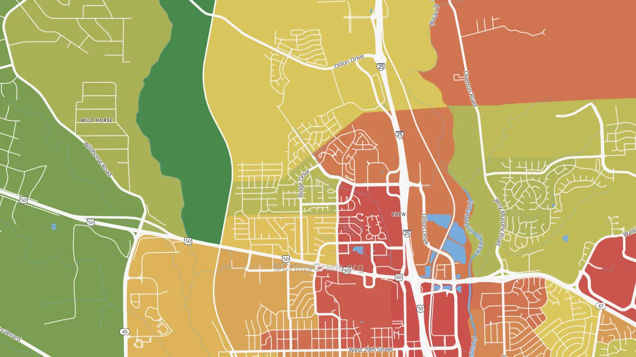 Ridge, Pueblo, CO Map of Assault Rates